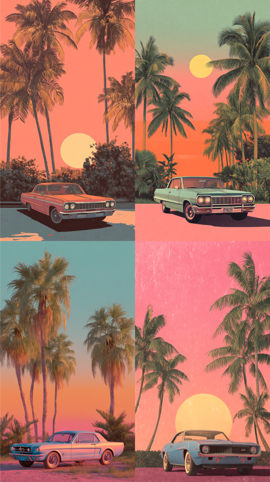 Retro Tropics: Sunset Vibes Wallpaper Collection